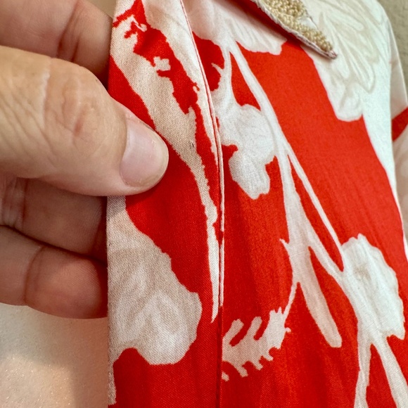 Figue Kate Floral V-Neck Beaded Collar Floral Button Down Shirt Dress Size 6 J - Picture 4 of 10